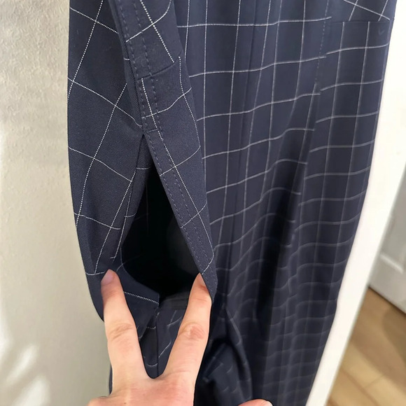 Club Monaco Self Buckle Women’s Check Crop Jumpsuit Navy Size 10 Retail $289 - Picture 6 of 9